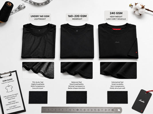 Comparison of lightweight midweight and heavyweight T-shirt fabric