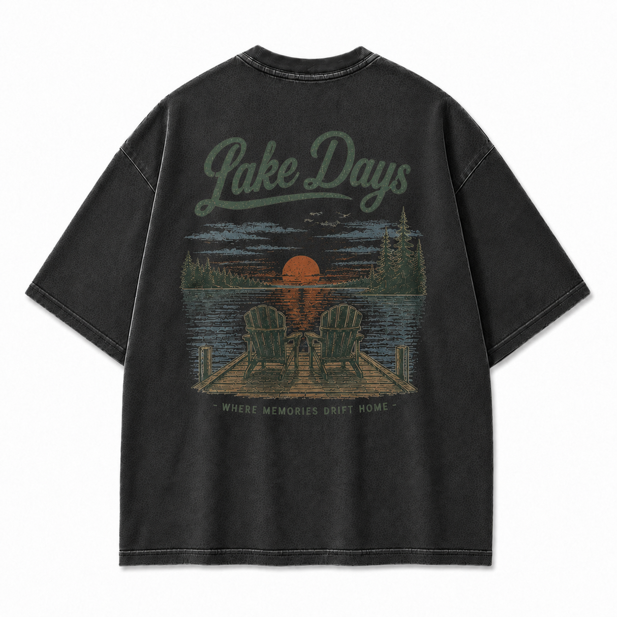 Where Lake Days Drift into Memories Outdoor Graphic Tee