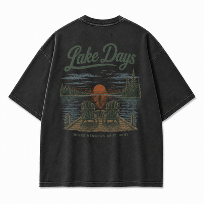 Where Lake Days Drift into Memories Outdoor Graphic Tee