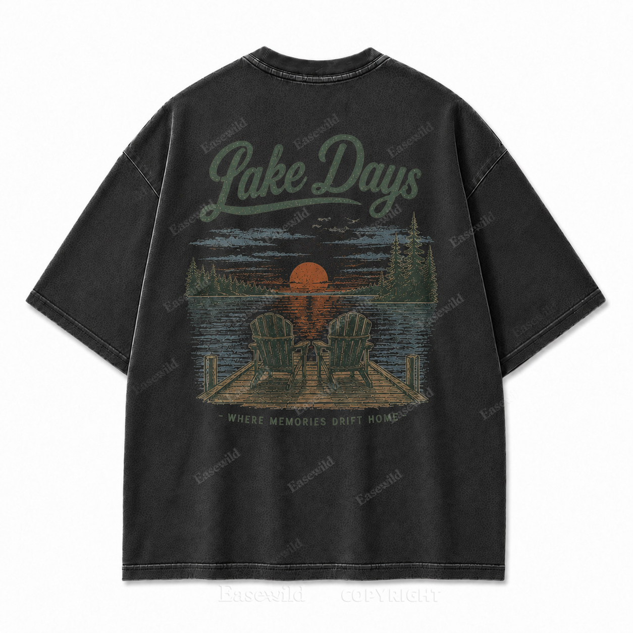 Where Lake Days Drift into Memories Outdoor Graphic Tee