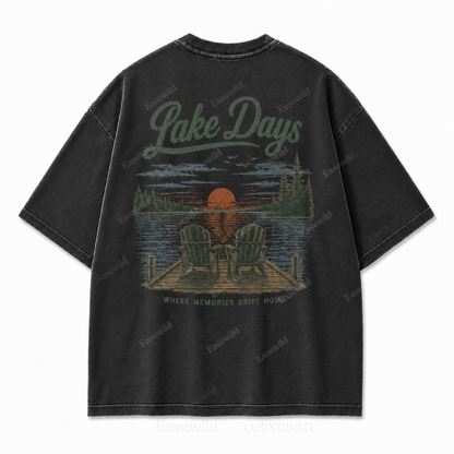 Where Lake Days Drift into Memories Outdoor Graphic Tee