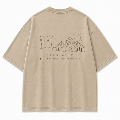Where My Heart Feels Alive Mountain Washed Graphic T-Shirt