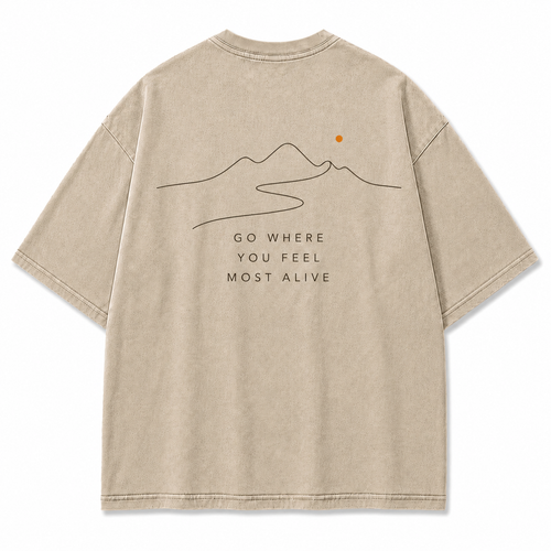 Go Where You Feel Most Alive Minimal Mountain Washed Graphic T-Shirt