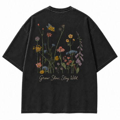 Grow Slow Stay Wild Wildflower Graphic T-Shirt