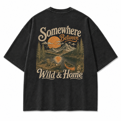 Somewhere Between Wild & Home Lake Canoe Washed Graphic T-Shirt
