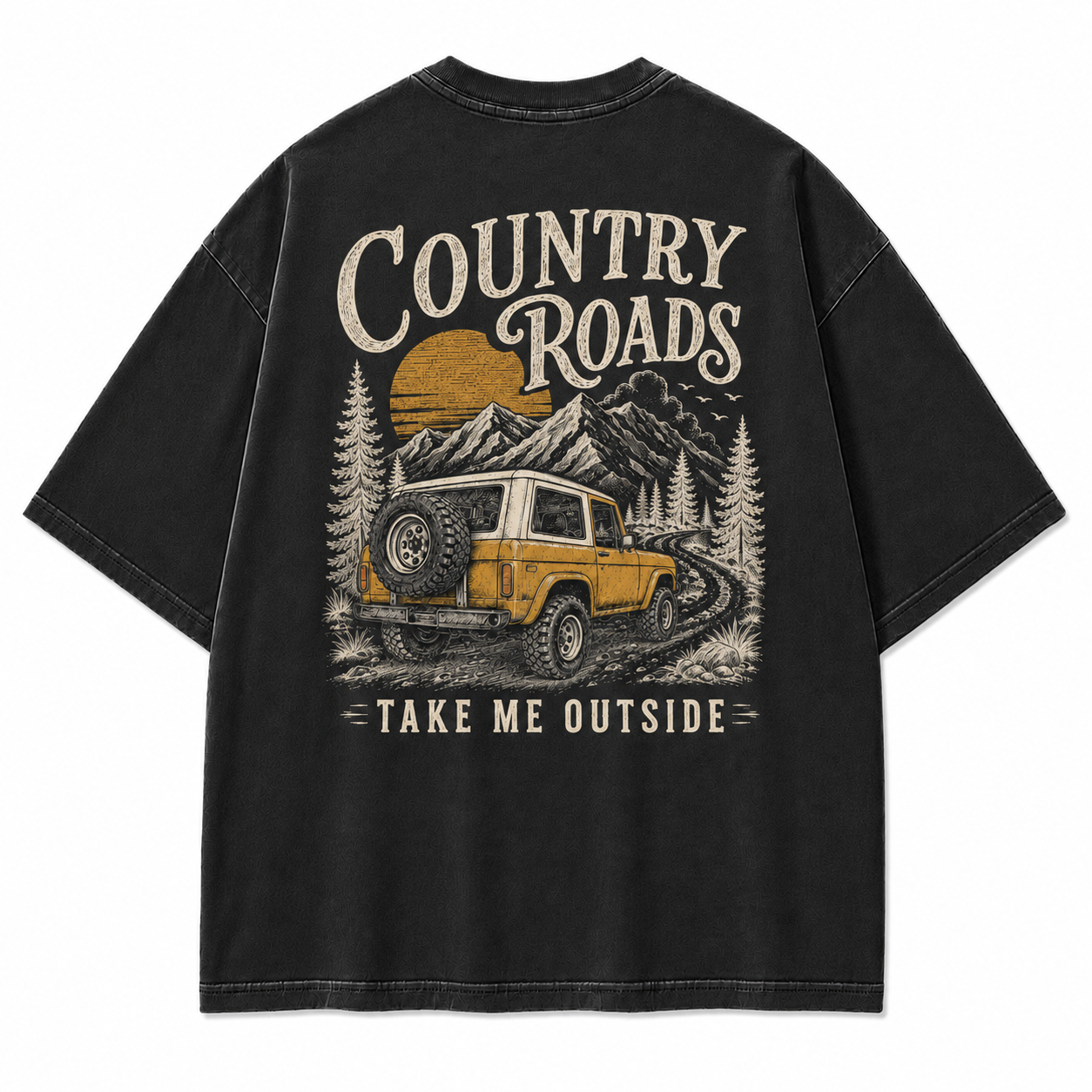 Country Roads Take Me Outside Off-Road Washed Graphic T-Shirt