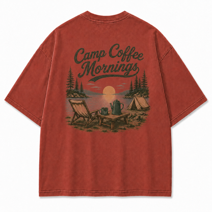 Lakeside Coffee Washed Print T-shirt