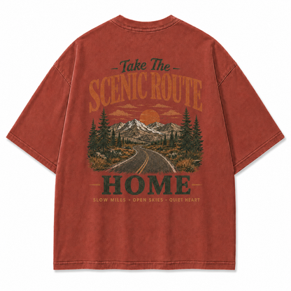 Take The Scenic Route Washed Graphic T-Shirt