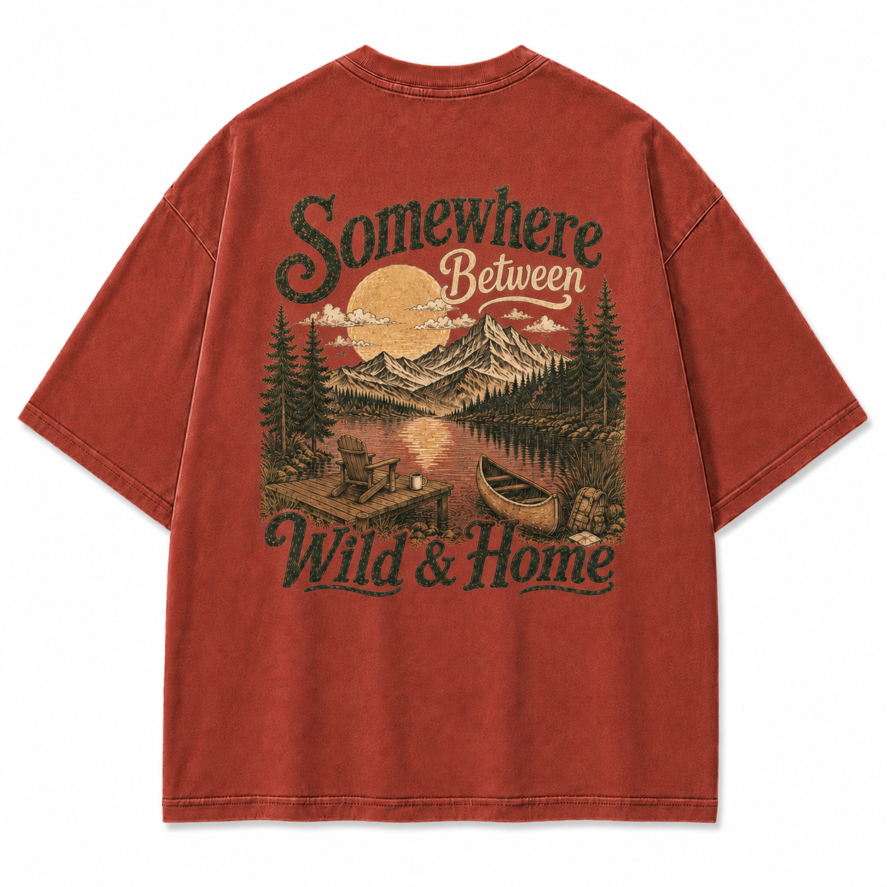 Somewhere Between Wild & Home Lake Canoe Washed Graphic T-Shirt