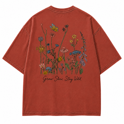 Grow Slow Stay Wild Wildflower Graphic T-Shirt