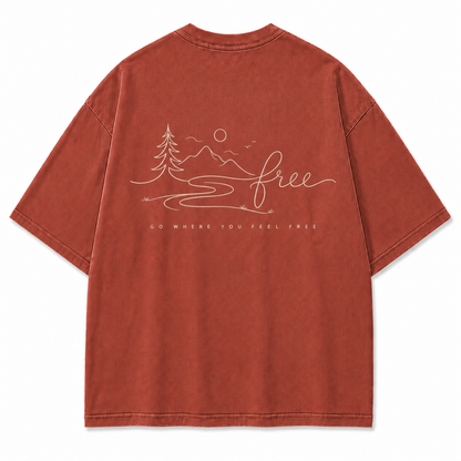 Go Where You Feel Free Mountain Washed T-Shirt