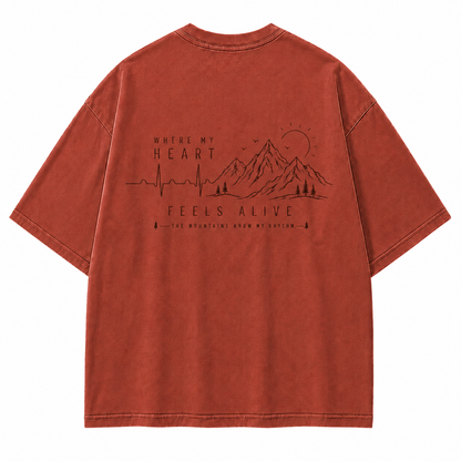 Where My Heart Feels Alive Mountain Washed Graphic T-Shirt