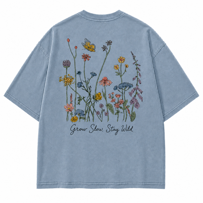 Grow Slow Stay Wild Wildflower Graphic T-Shirt