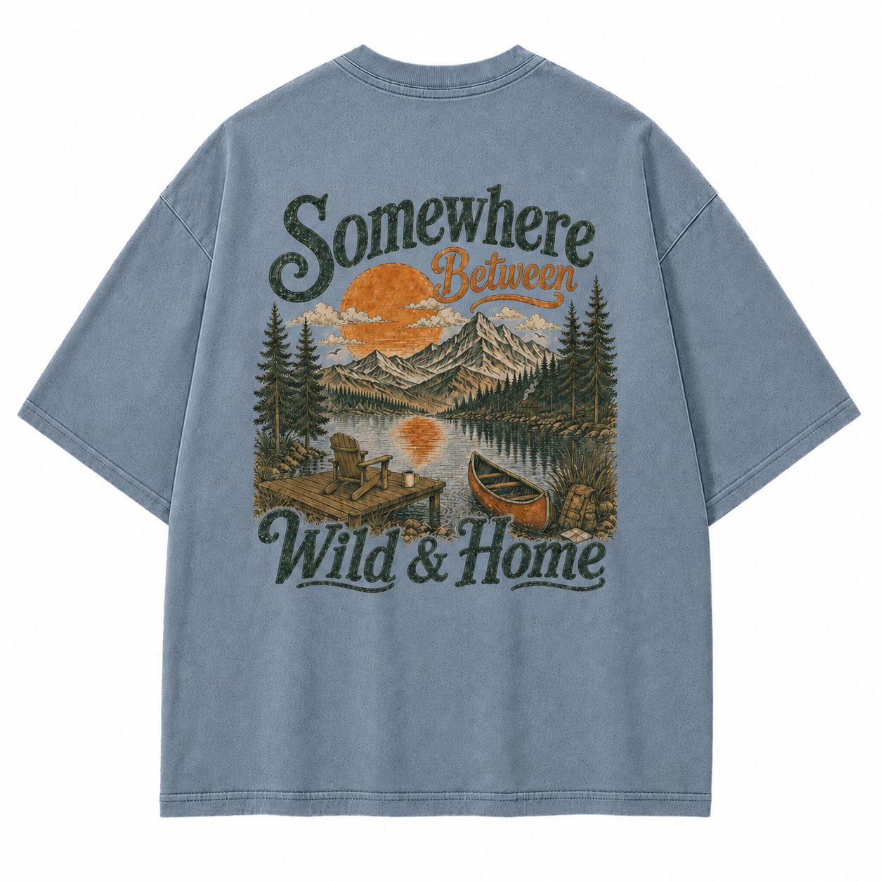Somewhere Between Wild & Home Lake Canoe Washed Graphic T-Shirt