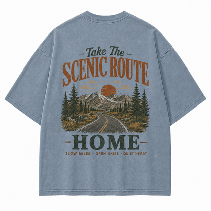 Take The Scenic Route Washed Graphic T-Shirt
