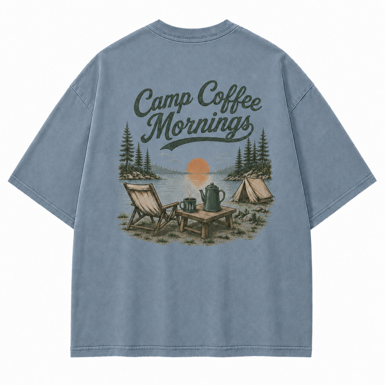Lakeside Coffee Washed Print T-shirt