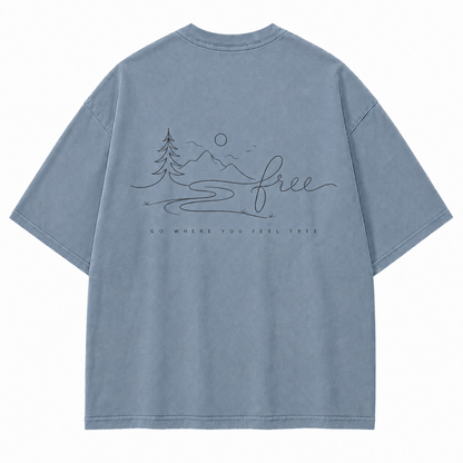 Go Where You Feel Free Mountain Washed T-Shirt