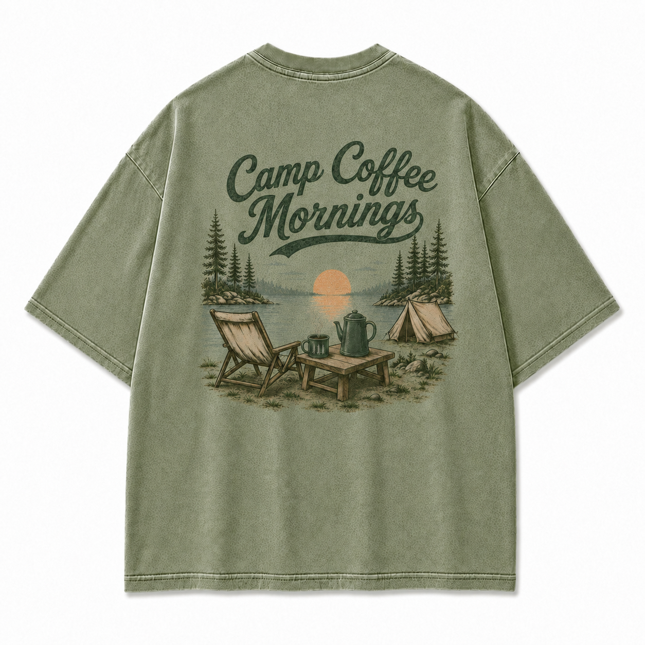 Lakeside Coffee Washed Print T-shirt