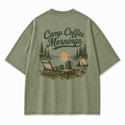 Lakeside Coffee Washed Print T-shirt