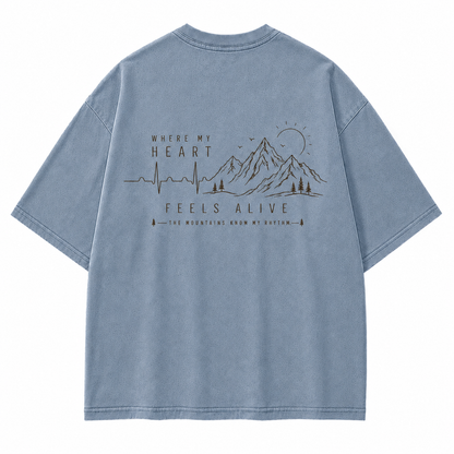 Where My Heart Feels Alive Mountain Washed Graphic T-Shirt