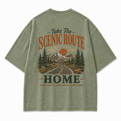 Take The Scenic Route Washed Graphic T-Shirt