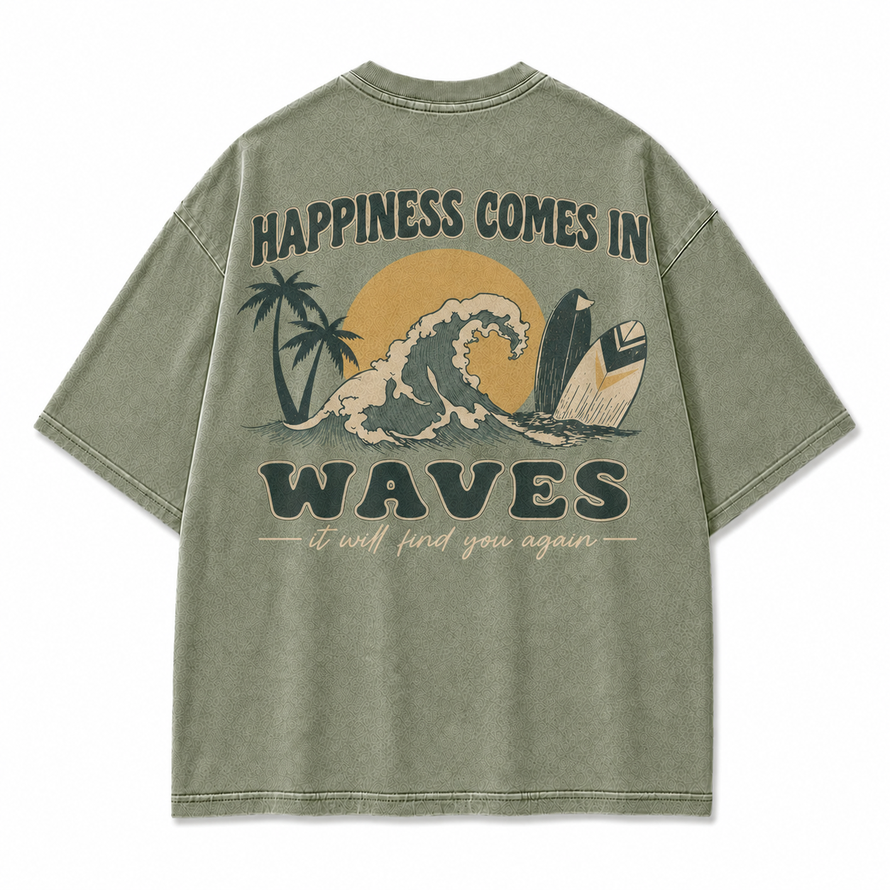 Happiness Comes In Waves Graphic T-Shirt