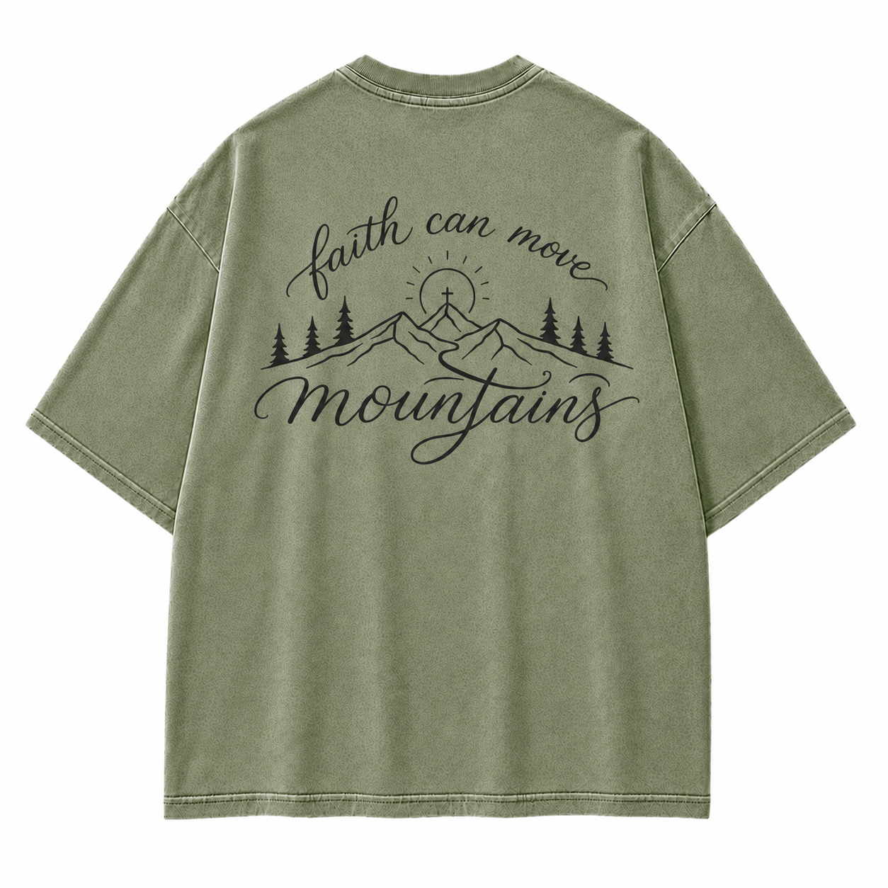 Faith Can Move Mountains Christian Mountain Washed T-Shirt