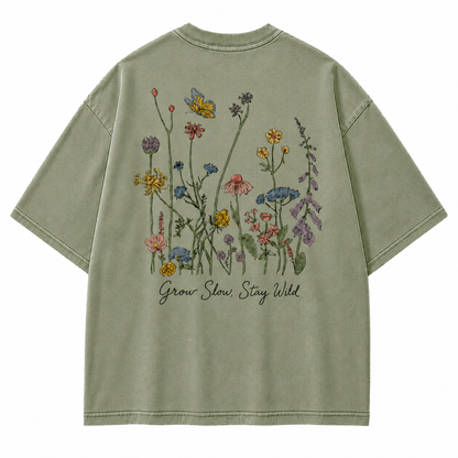 Grow Slow Stay Wild Wildflower Graphic T-Shirt