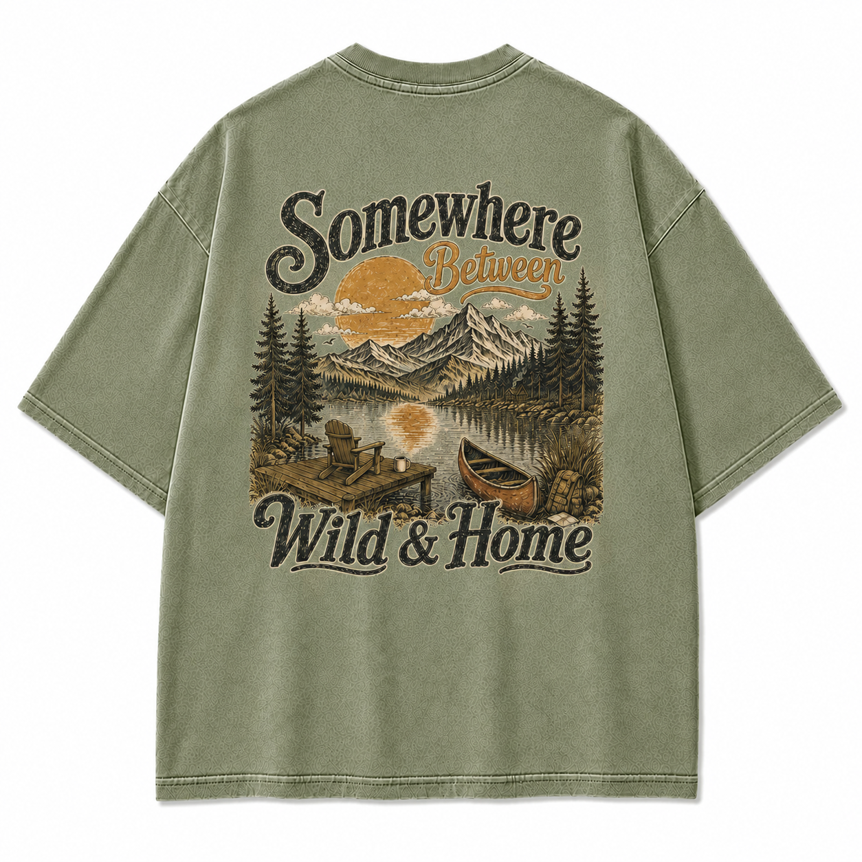 Somewhere Between Wild & Home Lake Canoe Washed Graphic T-Shirt