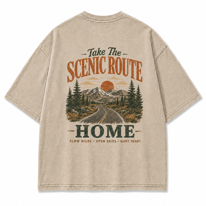 Take The Scenic Route Washed Graphic T-Shirt