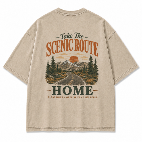 Take The Scenic Route Washed Graphic T-Shirt