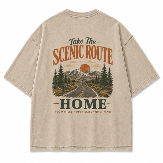 Take The Scenic Route Washed Graphic T-Shirt