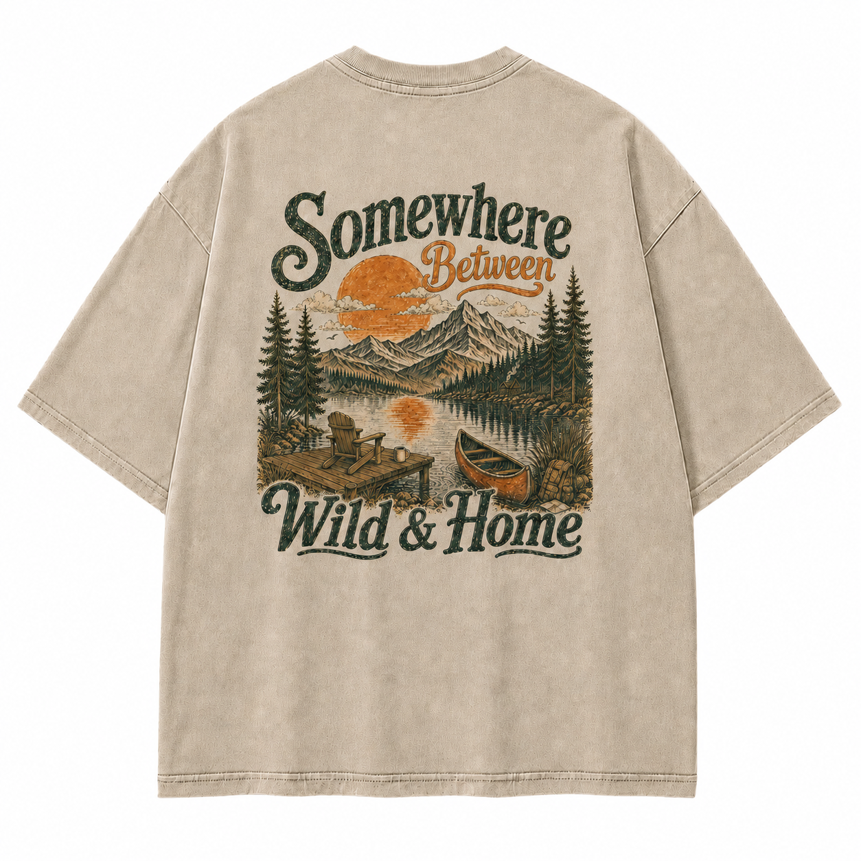 Somewhere Between Wild & Home Lake Canoe Washed Graphic T-Shirt