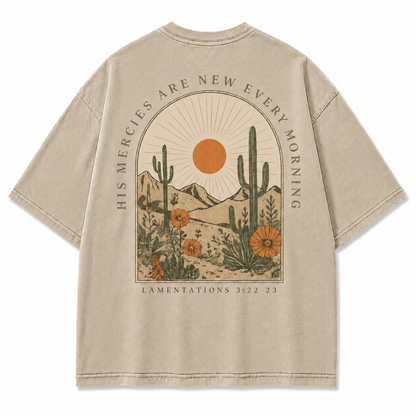 Lamentations 3:22–23 Desert Faith Graphic T-Shirt