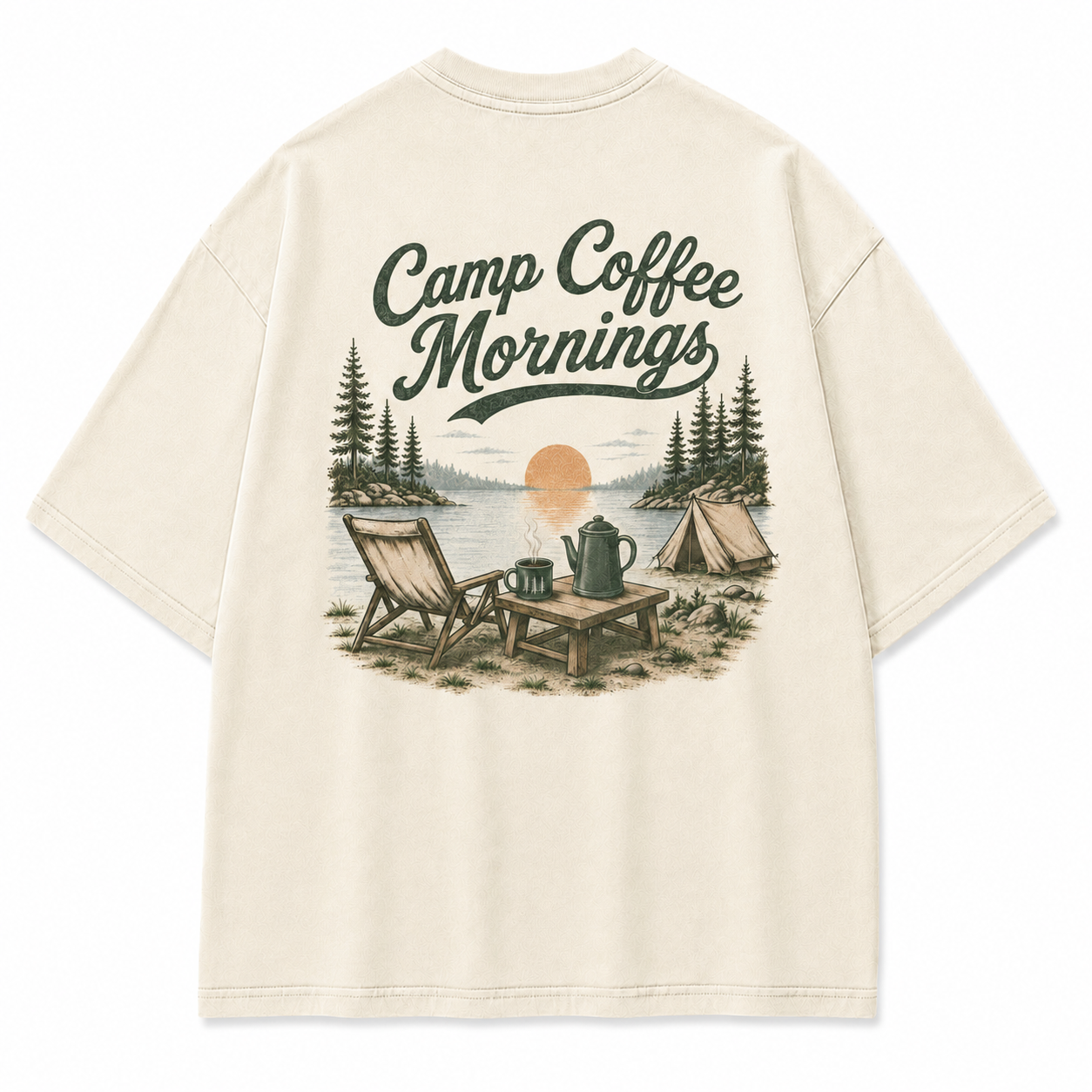 Lakeside Coffee Washed Print T-shirt