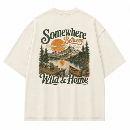 Somewhere Between Wild & Home Lake Canoe Washed Graphic T-Shirt