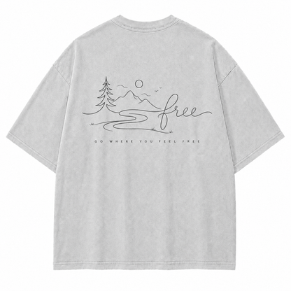 Go Where You Feel Free Mountain Washed T-Shirt