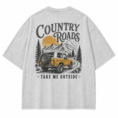 Country Roads Take Me Outside Off-Road Washed Graphic T-Shirt