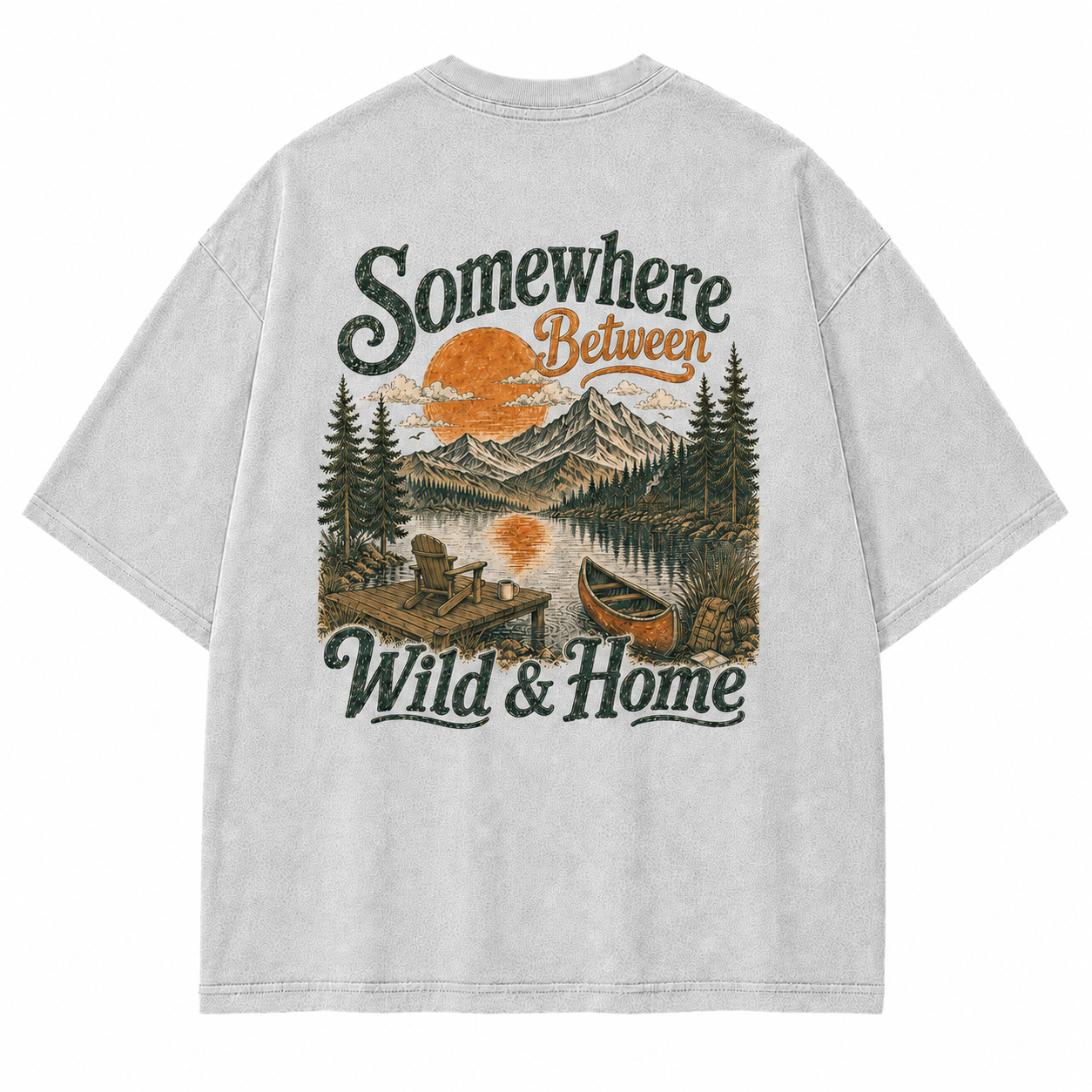 Somewhere Between Wild & Home Lake Canoe Washed Graphic T-Shirt