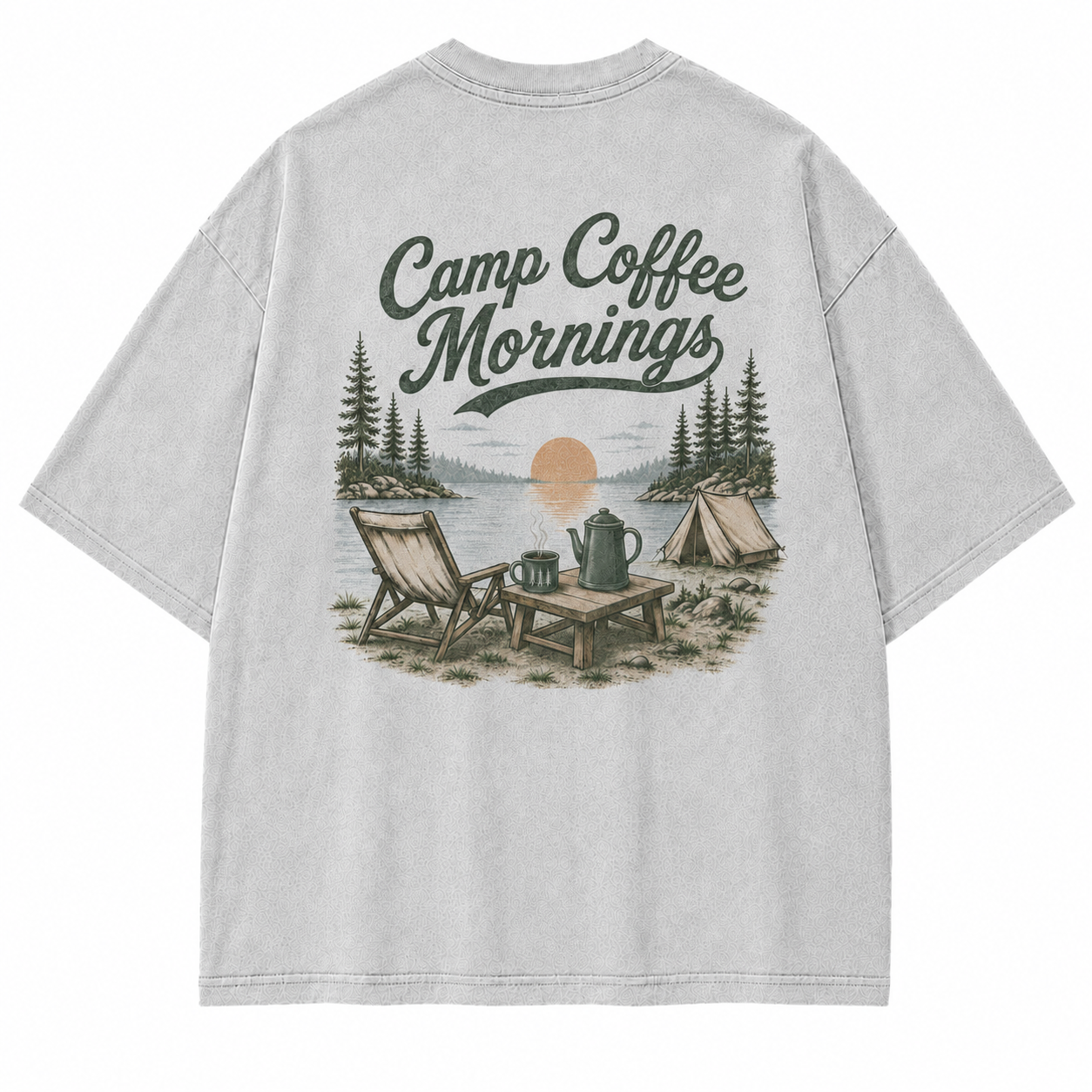 Lakeside Coffee Washed Print T-shirt