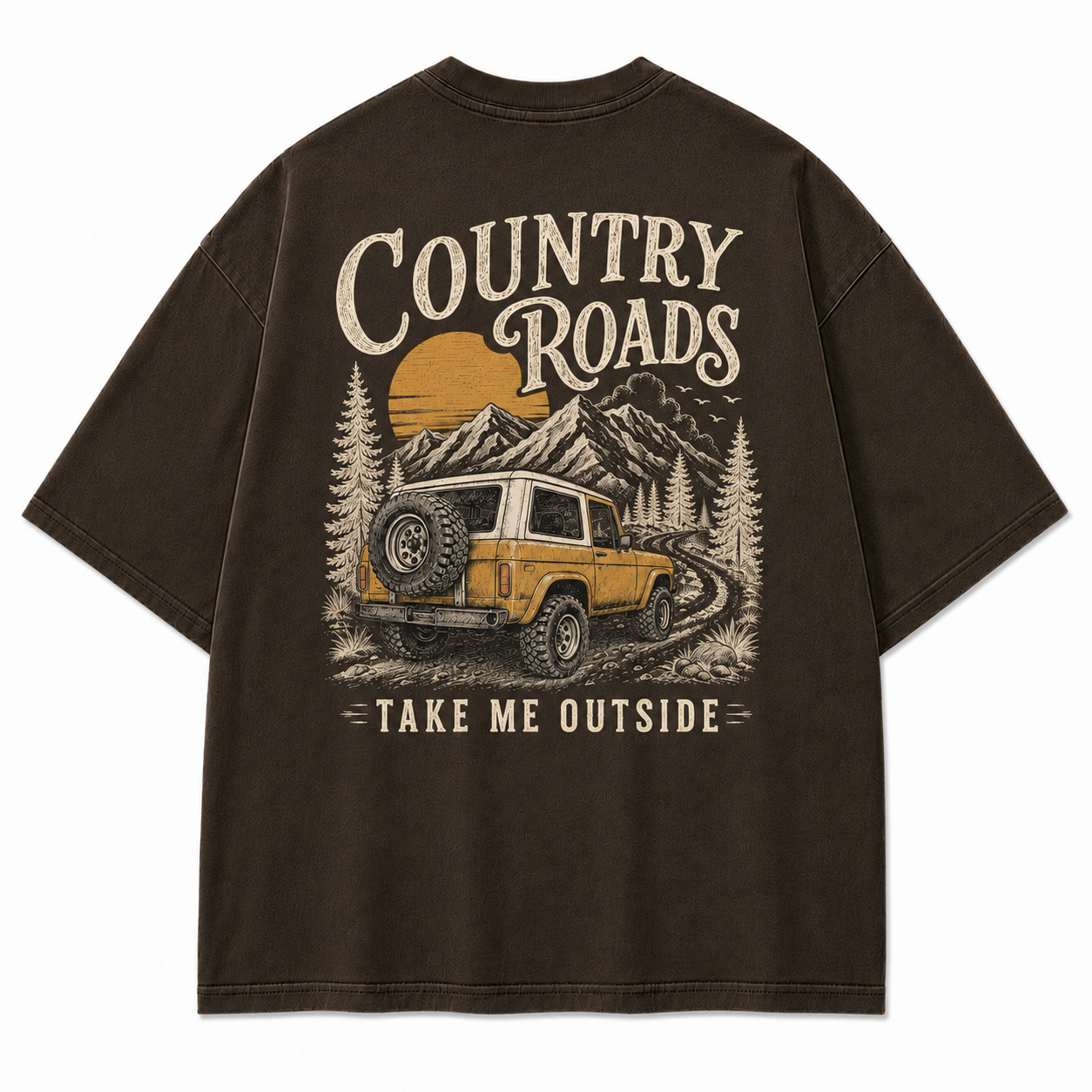 Country Roads Take Me Outside Off-Road Washed Graphic T-Shirt