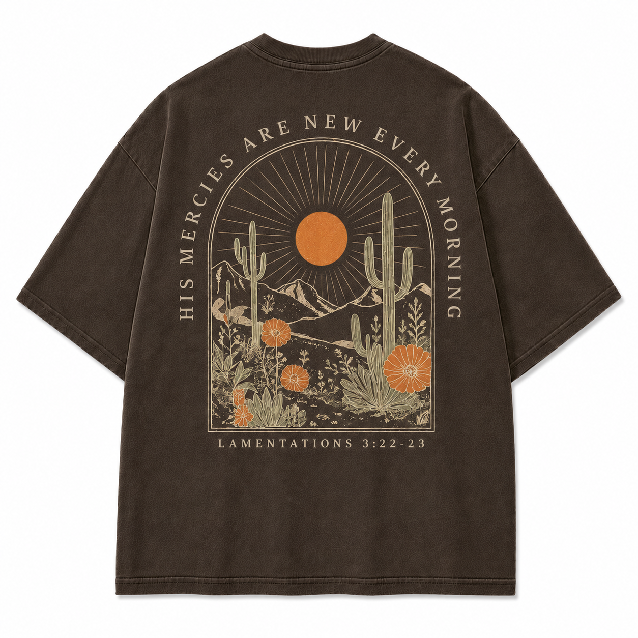 Lamentations 3:22–23 Desert Faith Graphic T-Shirt