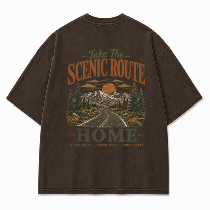 Take The Scenic Route Washed Graphic T-Shirt