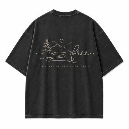 Go Where You Feel Free Mountain Washed T-Shirt