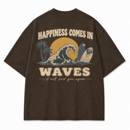 Happiness Comes In Waves Graphic T-Shirt