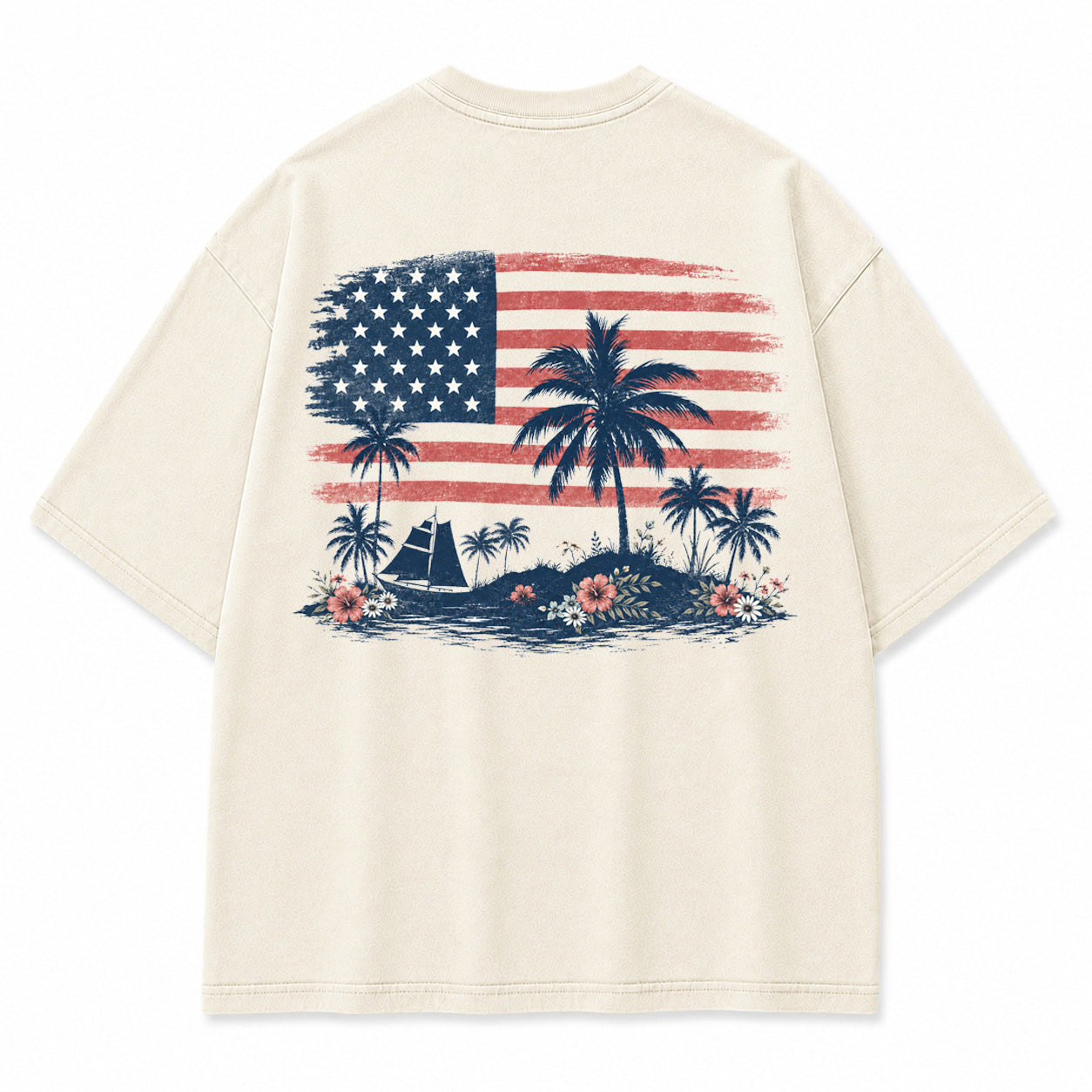 Coastal Liberty Palm Flag Graphic T-Shirt