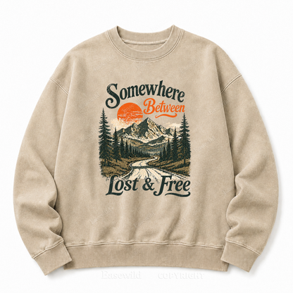 Somewhere Between Lost & Free Washed Crewneck