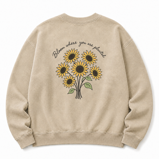 Bloom Where You Are Planted Washed Graphic Sweatshirt