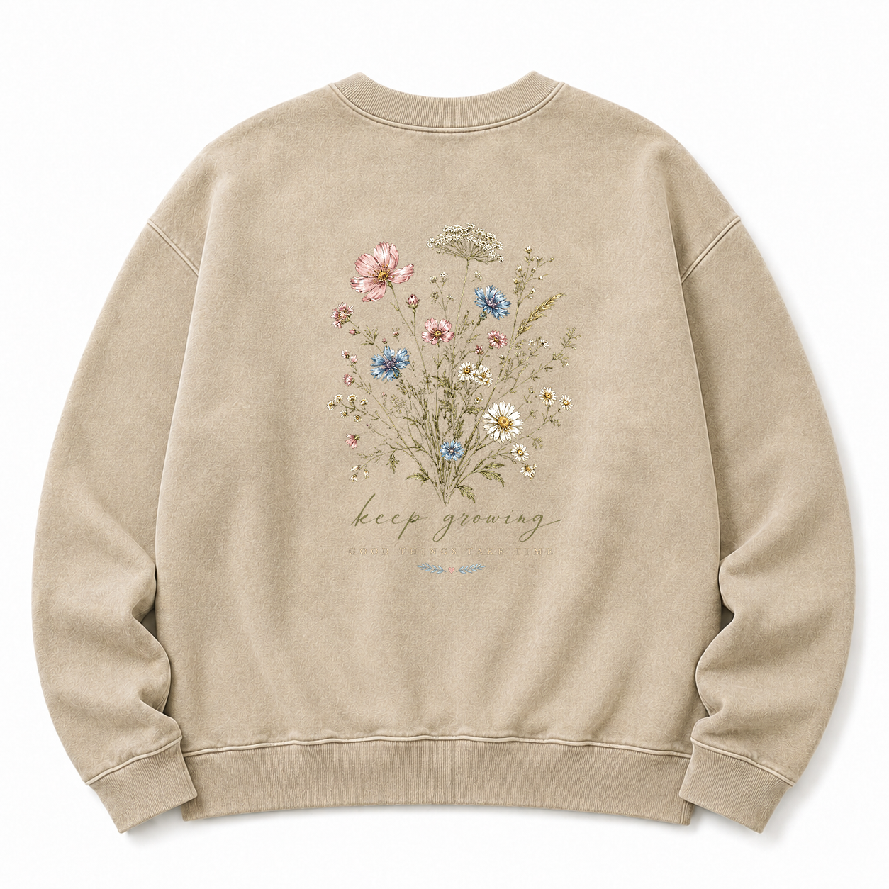 Keep Growing Wildflower Washed Graphic Sweatshirt