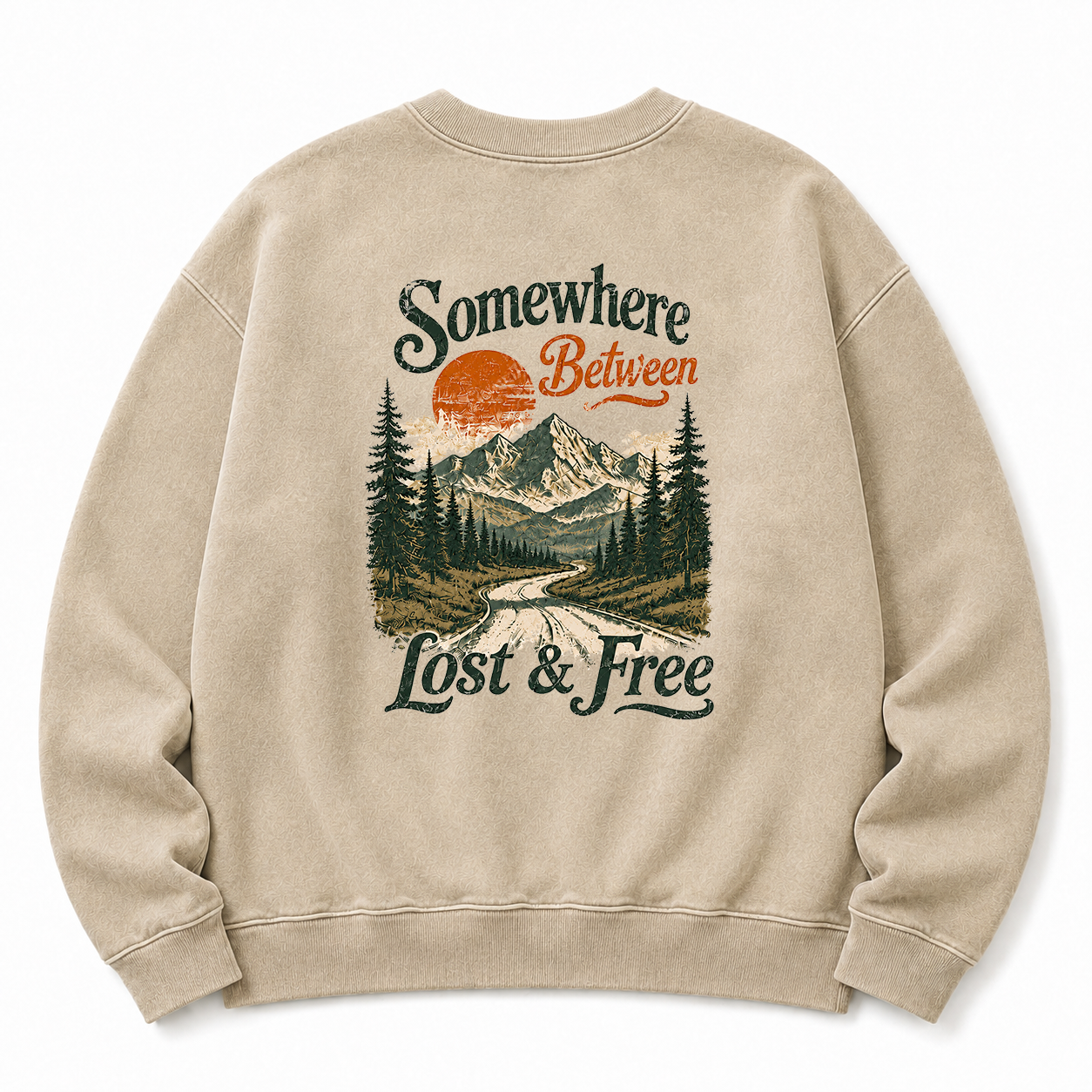 Somewhere Between Lost & Free Washed Back Graphic Sweatshirt